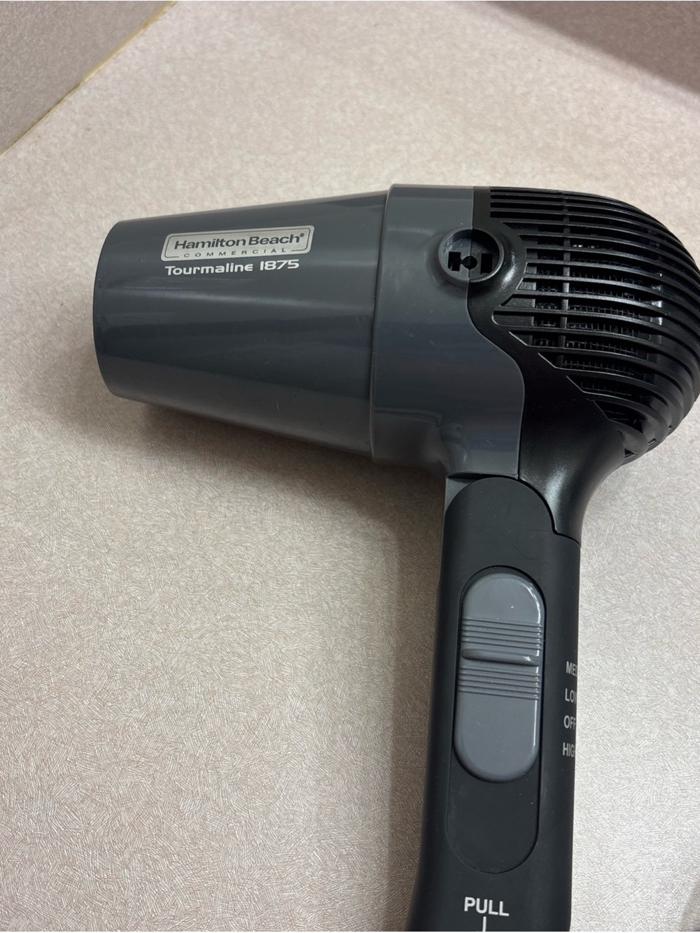 Hamilton Beach Commercial Hair Dryer Tourmaline 1875 3 Settings Gray Black